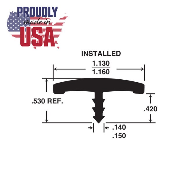 1-1/8in Flexible PVC | Flat Face Bumper Tee Moulding