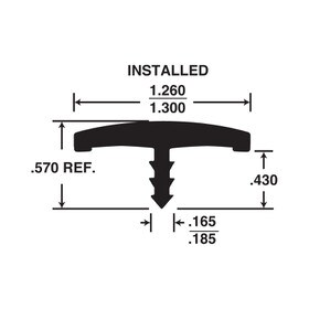 1-1/4in Flexible PVC | Flat Face Bumper Tee Moulding