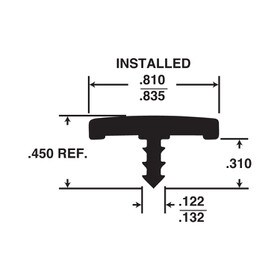 13/16in Flexible PVC | Flat Face Bumper Tee Moulding