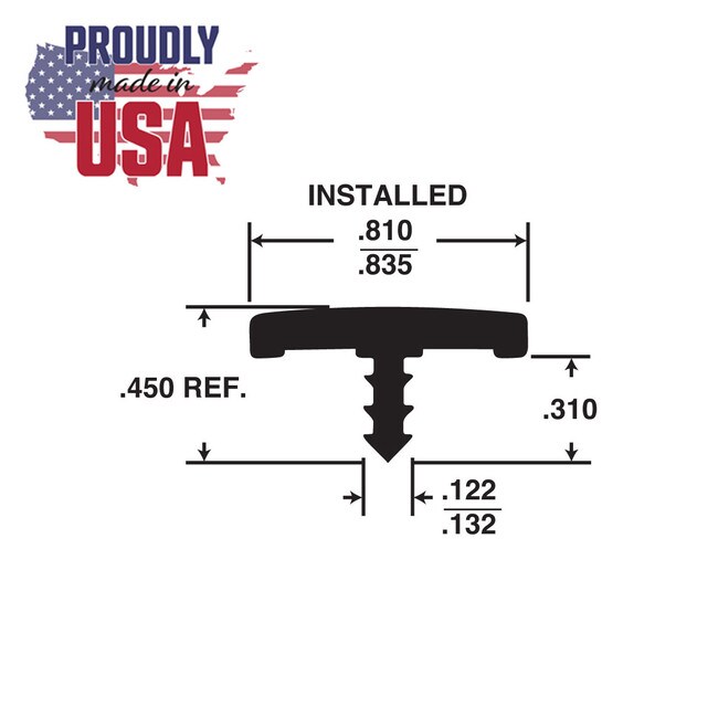 13/16in Flexible PVC | Flat Face Bumper Tee Moulding