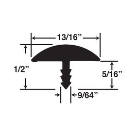 13/16in Black Polyethylene | Round Bumper Tee Moulding