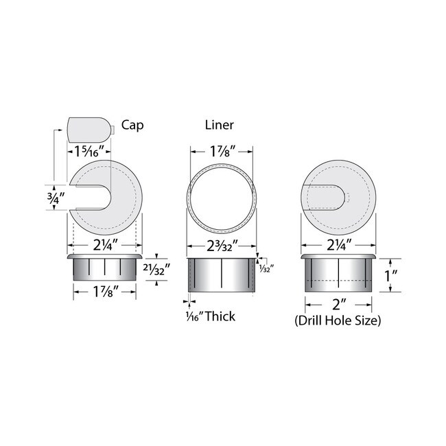 2in | Round Wire Management Grommet