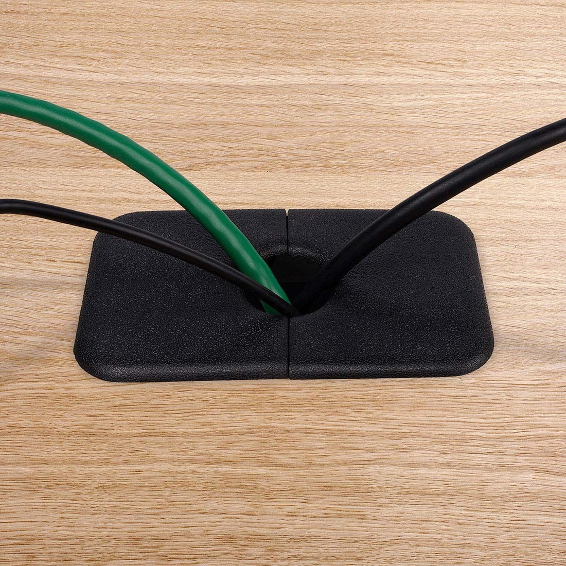 3-1/in x 2in | Black | Rectangular Wire Management Grommet | With Circular Cap and Deep Bushing | 32-D-2 Series