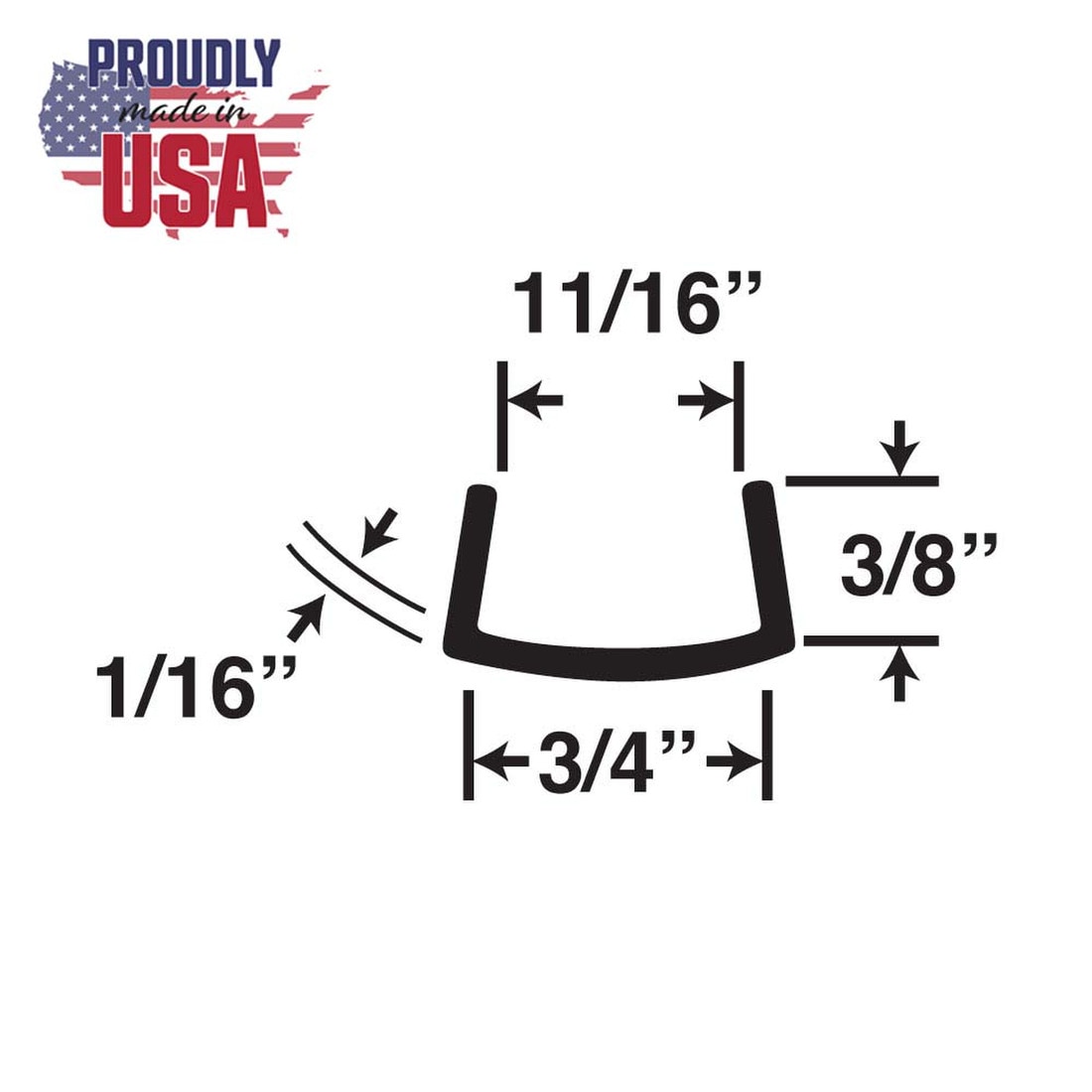 3/4in | Rigid Styrene | U Channel Moulding | 341 Series