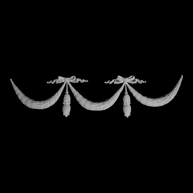 12" Wide x 8" High Unfinished Polymer Resin Festoon Applique