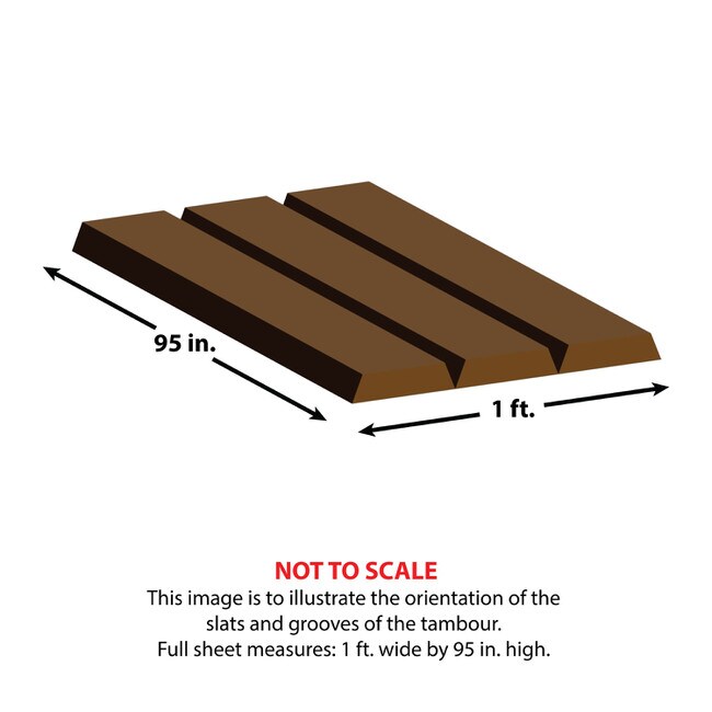 1' Wide x Nominal 8' High x 3/16" Thick Solid Wood Tambour Sheet with 3/4" - 60 Degree Grooves