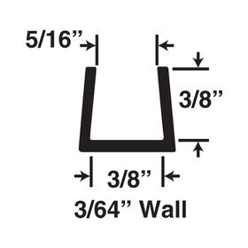 3/8in | White UV Stabilized Rigid PVC | U Channel Moulding | 385UV Series