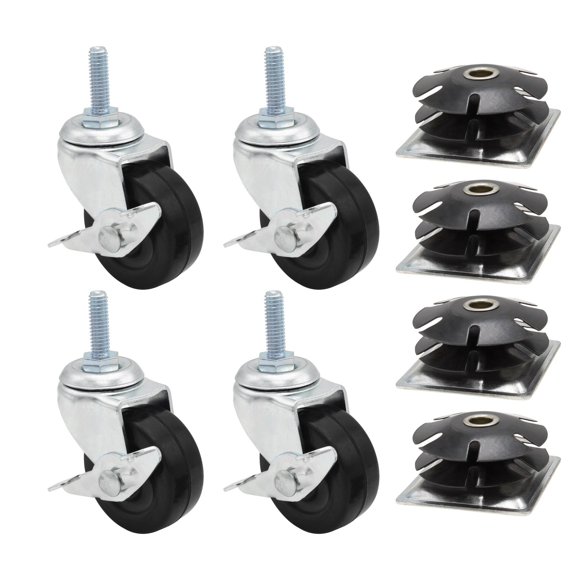 2 Inch Metal Square Double Star Caster Insert With 2 Inch Casters Without Brakes - Picture 8 of 21