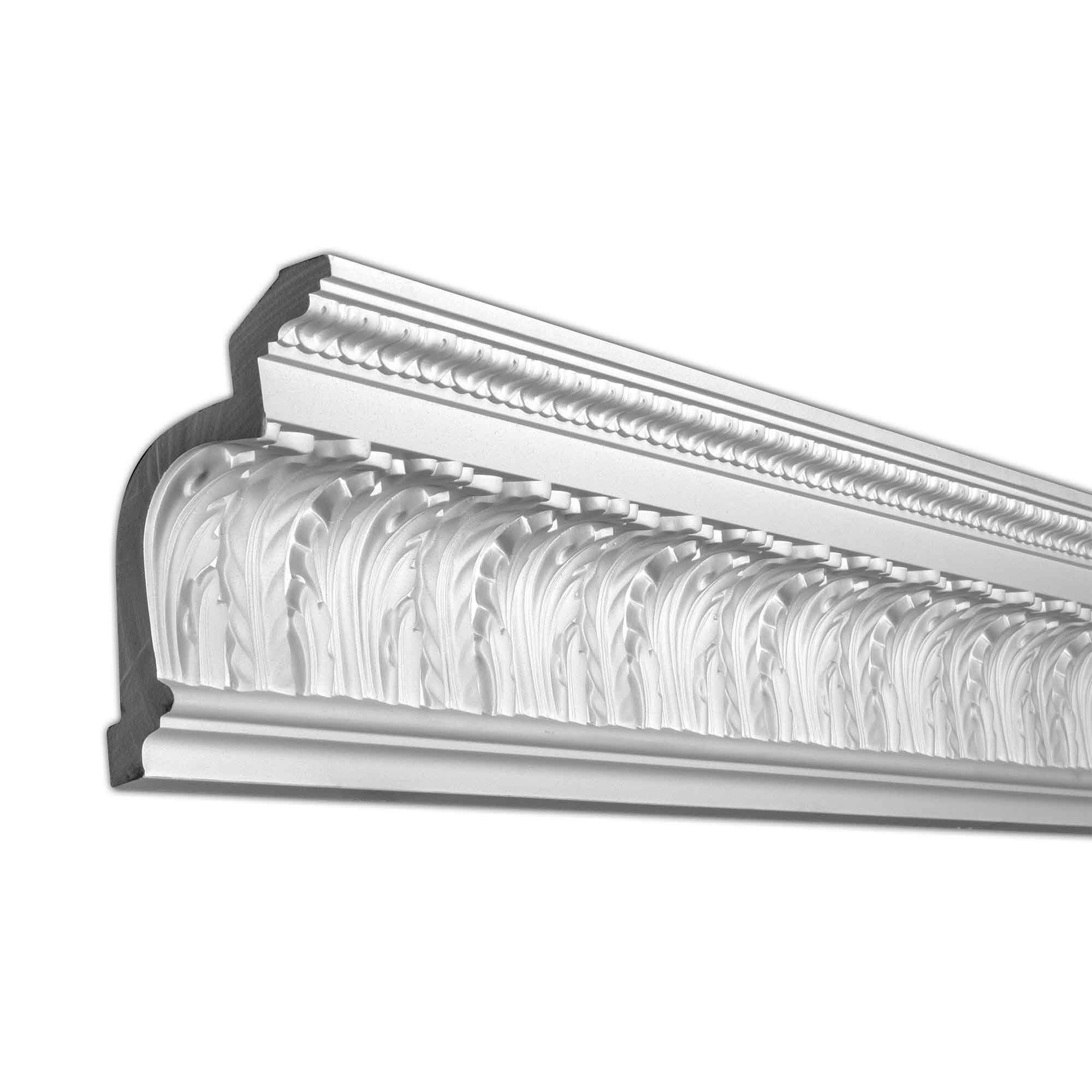 Outwater 6-15/16″ x 96″ Primed White Acanthus Crown Moulding (2 Pack)