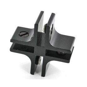4-Way Brass Finish Polished Aluminum Furniture and Display Connector for 3/16" - 1/4" Panels