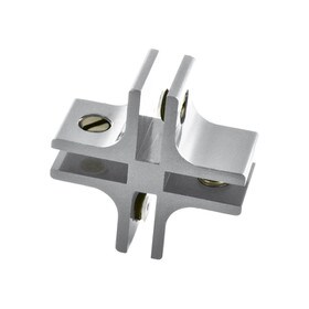 4-Way Chrome Finish Polished Aluminum Furniture and Display Connector for 3/16" - 1/4" Panels