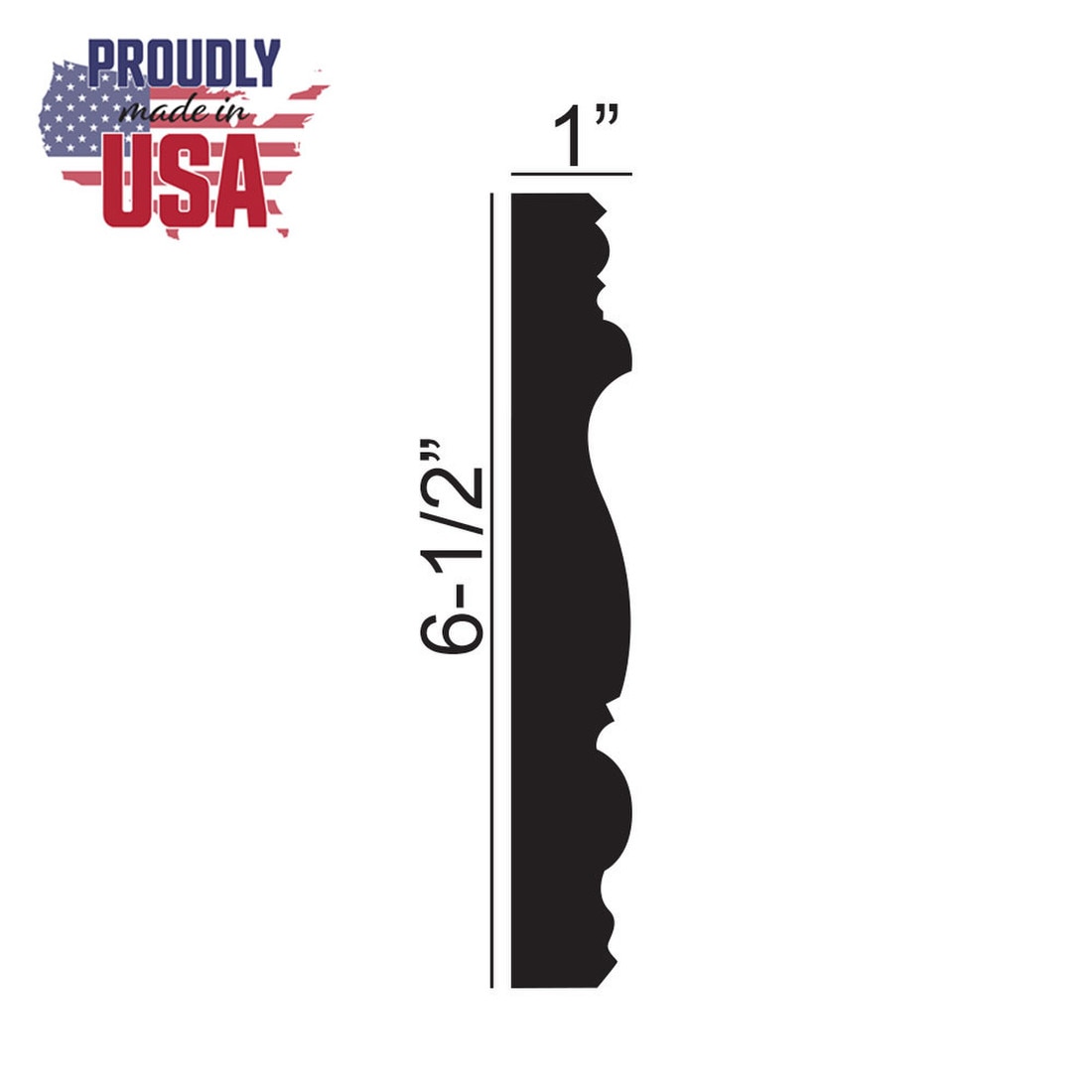 6-1/2in H x 1in Proj | Unfinished Polymer Resin | 430-A Series | Frieze Moulding | 5ft Long