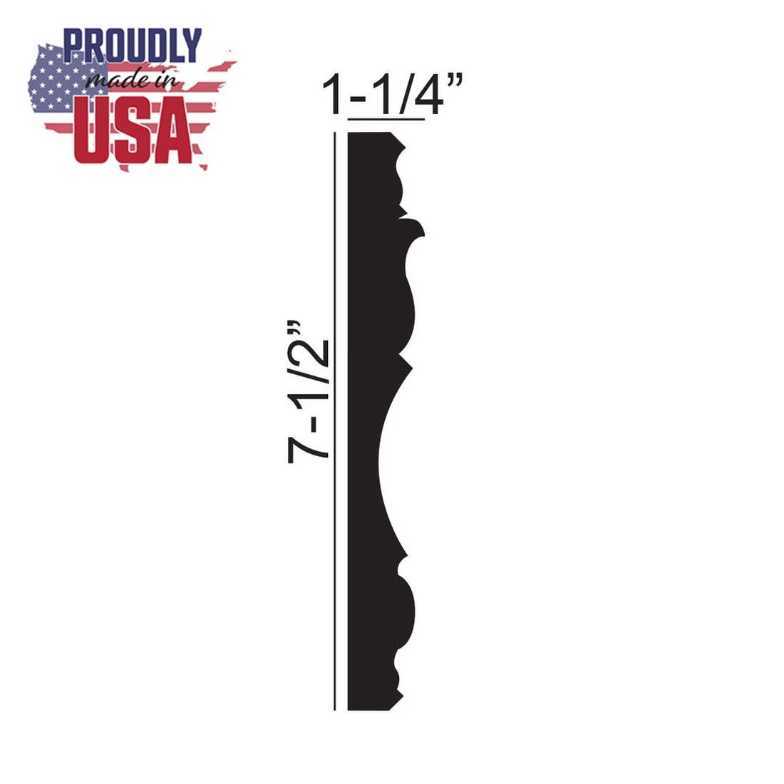 7-1/2in H x 1-1/4in Proj | Unfinished Polymer Resin | 440-C Series | Frieze Moulding | 5ft Long