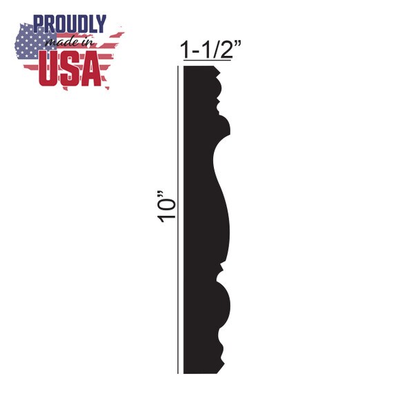 10in H x 1-1/2in Proj | Unfinished Polymer Resin | 480-C Series | Frieze Moulding | 5ft Long