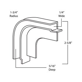 Black Tambour Track Curve for 1/8" - 3/16" Thick Doors