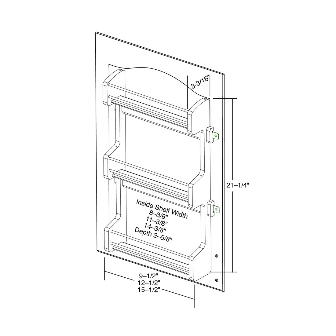 Rev-A-Shelf | Cabinet Door Mount Wood | 3-Shelf Spice Rack