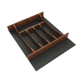Cutlery Organizer Insert | Craftsman Collection 16-1/4 IN X 19-1/2 IN Solid Walnut Cutlery Drawer Insert W/ Black Accents Rev-A-Shelf | Clear Polyurethane Hardwood & Steel