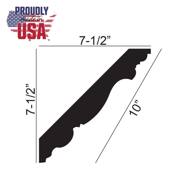 10in Face x 7-1/2in H x 7-1/2in Proj | Unfinished Maple Hardwood/Polymer Resin | 480-C Series | Composite Wood | Crown Moulding