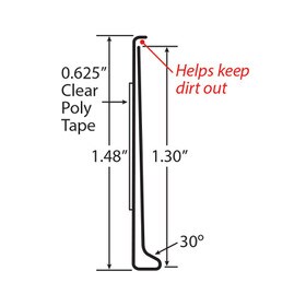 1-1/4in | Clear PVC Anti-Tampering | Ticket Moulding | with Adhesive Moulding