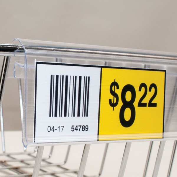 1-1/4in H x 4ft Long | Clear PVC Covered | Wire Shelf Label Holder | For 1/4in Wire