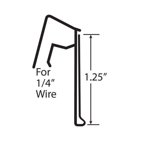 1-1/4in H x 4ft Long | Clear PVC Covered | Wire Shelf Label Holder | For 1/4in Wire