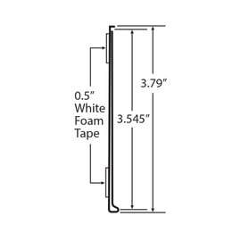 3-1/2in | White with Clear Front PVC Anti-Tampering | Ticket Moulding | with Adhesive | 4ft Long