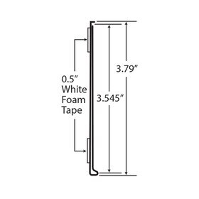 3-1/2in | White with Clear Front PVC Anti-Tampering | Ticket Moulding | with Adhesive | 4ft Long
