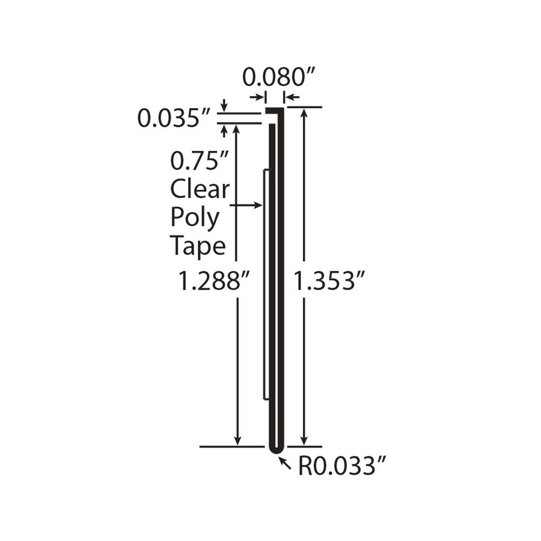 1-1/4in | Clear PVC Anti-Tampering | Ticket Moulding | with Adhesive | 8ft Long
