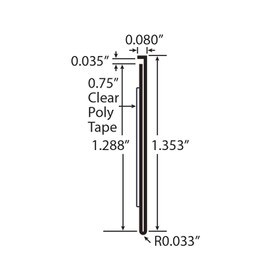 1-1/4in | Clear PVC Anti-Tampering | Ticket Moulding | with Adhesive | 8ft Long