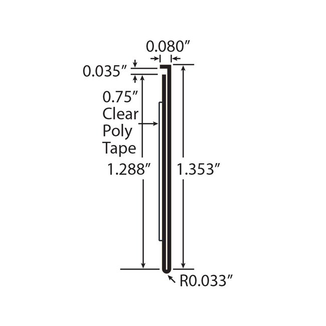 1-1/4in | Clear PVC Anti-Tampering | Ticket Moulding | with Adhesive | 8ft Long