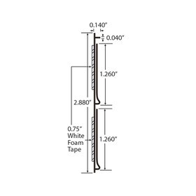 1-1/4in | Styrene Double | Ticket Moulding | with Adhesive | 8ft Long