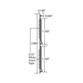 1-1/4in | Styrene Double | Ticket Moulding | with Adhesive | 8ft Long