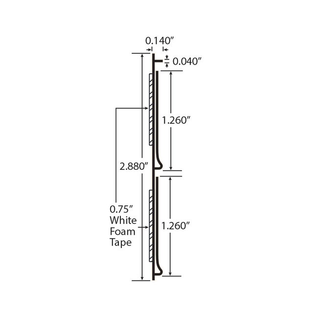 1-1/4in | Styrene Double | Ticket Moulding | with Adhesive | 8ft Long