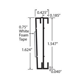 1-1/2in | Clear Styrolux Hinged Double | Ticket Moulding | with Adhesive | 8ft Long