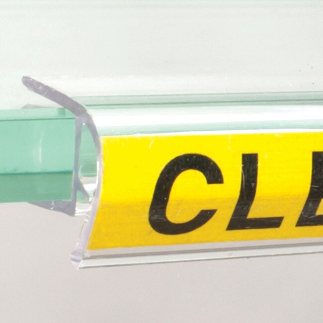 3/8in | Clear Butyrate | Ticket Moulding | Fits 7/32in - 1/4in Glass Shelf | 1-1/2in Long