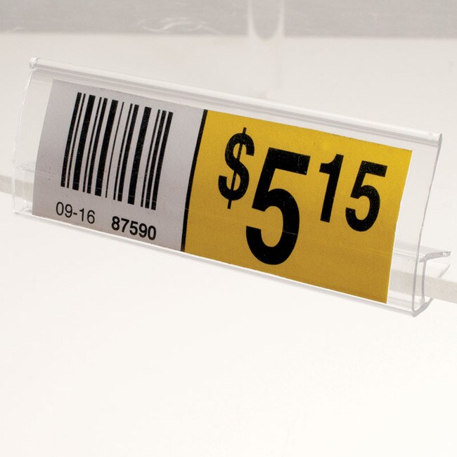 7/8in H | Clear Butyrate | Ticket Moulding | Fits 7/32in - 1/4in Glass Shelf | 2-7/8in Long