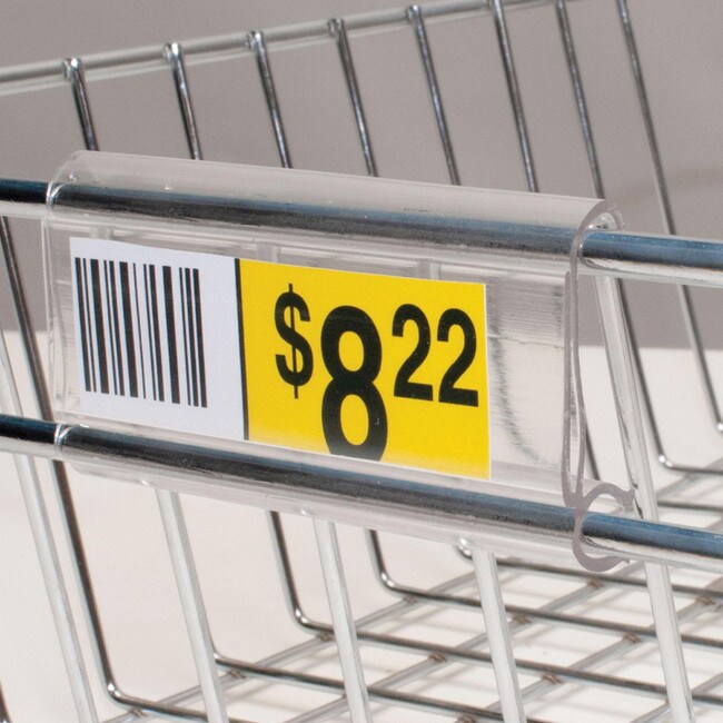 1in H x 2-7/8in Long | Clear Butyrate | Wire Shelf Label Holder | for 1/4in Wire