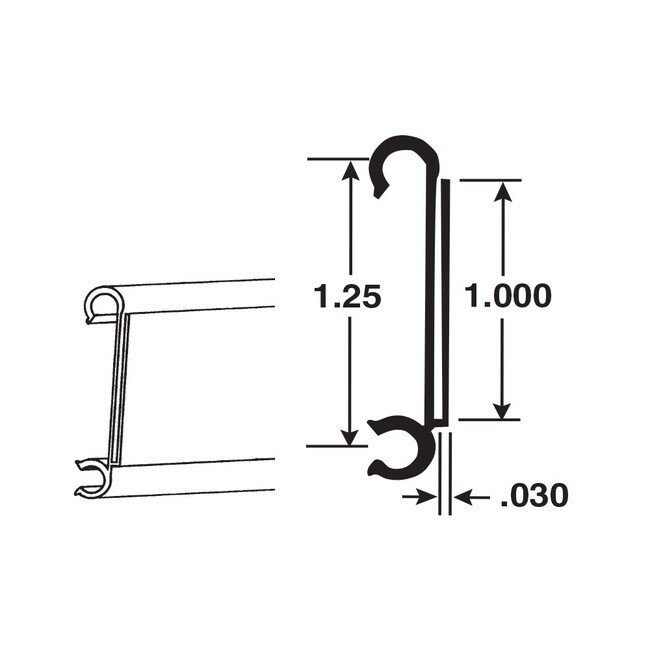 1in H x 2-7/8in Long | Clear Butyrate | Wire Shelf Label Holder | for 1/4in Wire