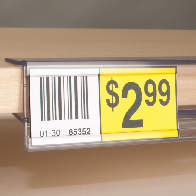 1-1/4in | Clear Rigid PVC | Ticket Moulding | Fits 3/4in - 7/8in Shelf Moulding