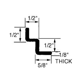 Clear 1/2"X1/2"X1/2"X5/8" "W" Bar 1/8" Thick 25% Dr (4 Ft)
