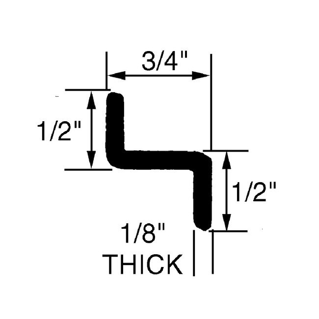Clear Acrylic 1/2"X3/4"X1/2" Z Bar 1/8"Thick 25 Dr 4ft