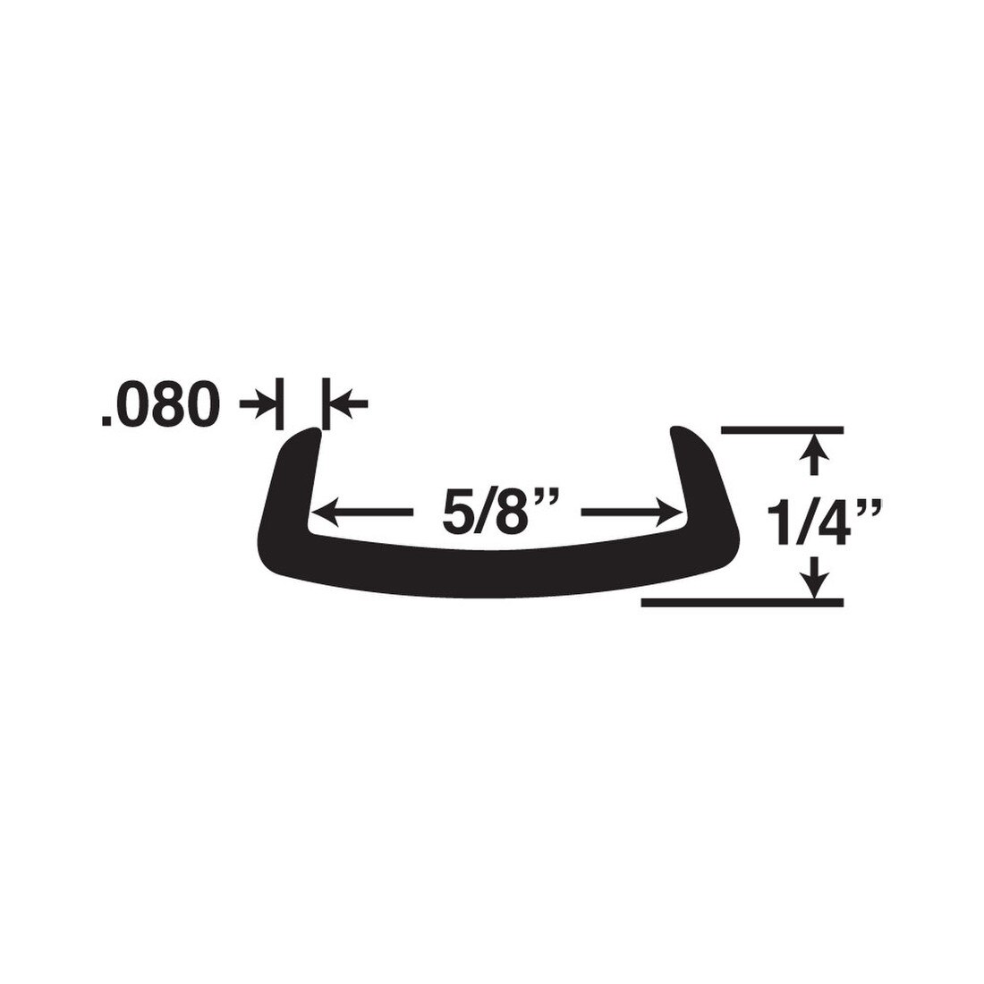 5/8in | Black Flexible PVC | Flexible U Channel Moulding | 100ft Coil