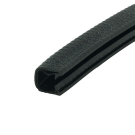3/16in-1/4in | Black Embossed PVC with Segmented Metal Core | Flexible U Channel Moulding 125ft Coil