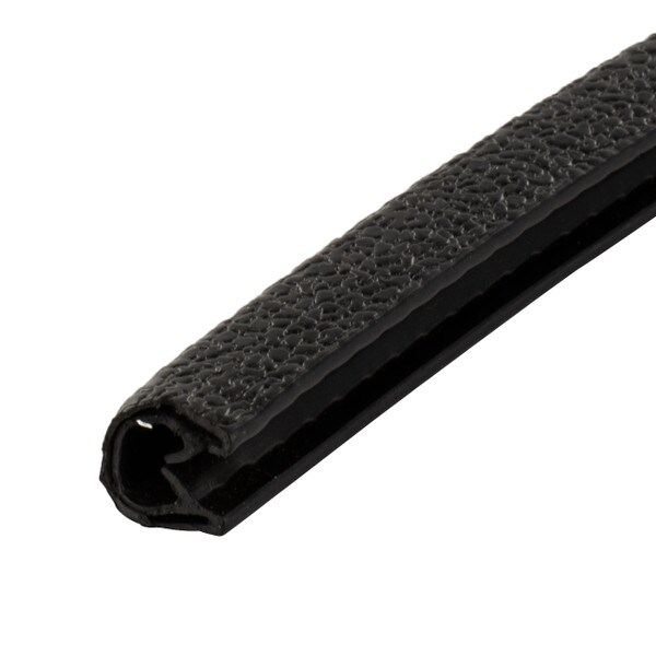 1/32in-1/8in | Black Embossed PVC with Segmented Aluminum Core | Flexible U Channel Moulding | 400ft Coil