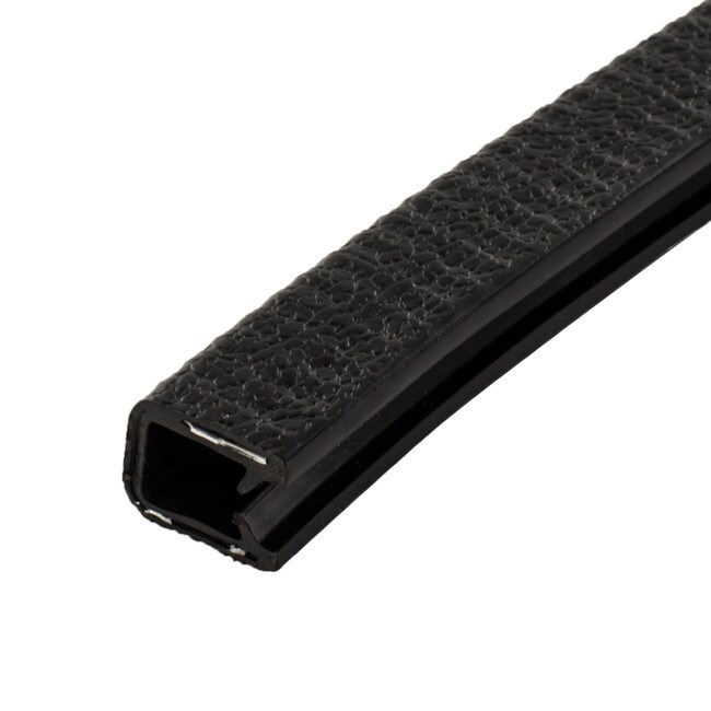 3/16in-1/4in | Black Embossed PVC with Segmented Aluminum Core | Flexible U Channel Moulding | 125ft Coil