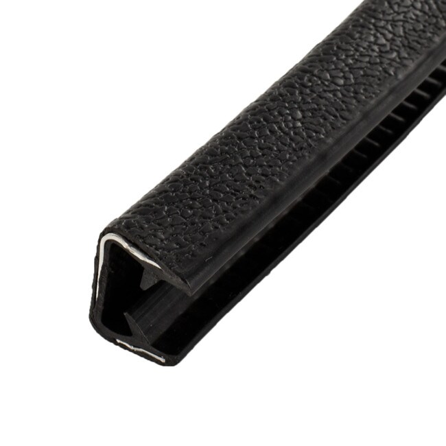 1/2in | Black Embossed PVC with Segmented Aluminum Core | Flexible U Channel Moulding | 150ft Coil