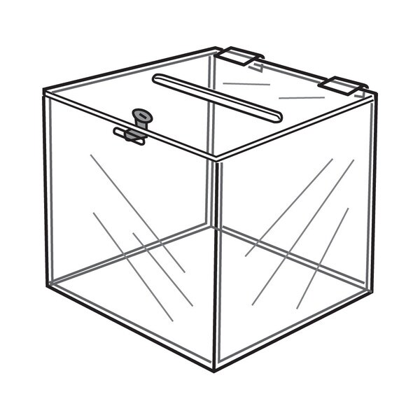 Clear Acrylic Locking Ballot Box 6" X 6" X 6"H