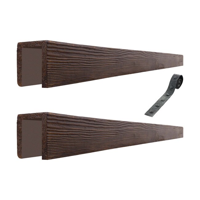 6in W x 6in H | Sand Blasted Faux Wood Beam Kit with Strap | 16 Ft. Nominal Length