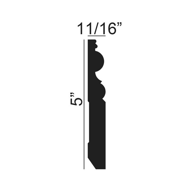 5in High x 11/16in Proj | Embossed Poplar Wood Baseboard Moulding | Style ADM270 | 8ftLong