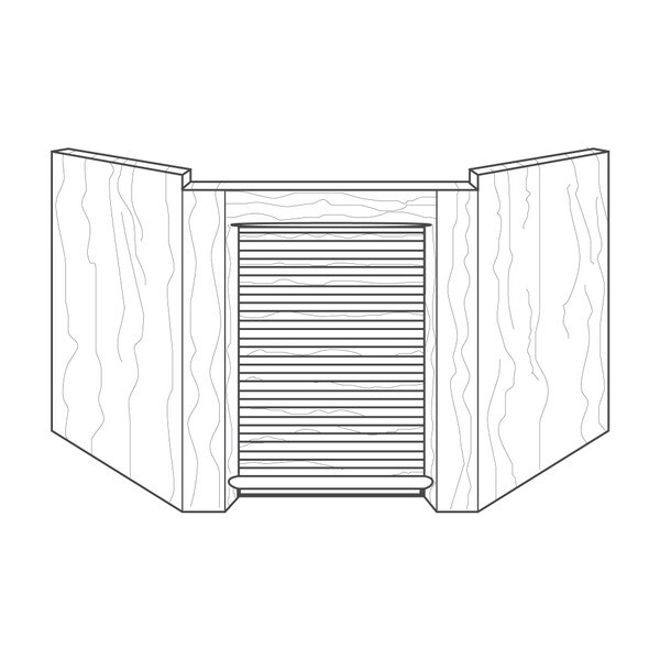 18-1/2" High x 17" Wide x 11-7/8" Deep Solid Red Oak Corner Unit Tambour Appliance Garage Door Kit